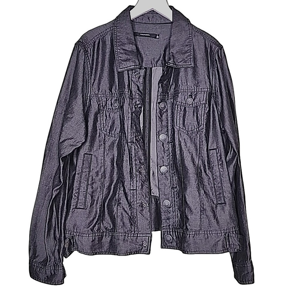Tahari Snap‎ Button Jacket Large Black Casual Lyocell Pockets